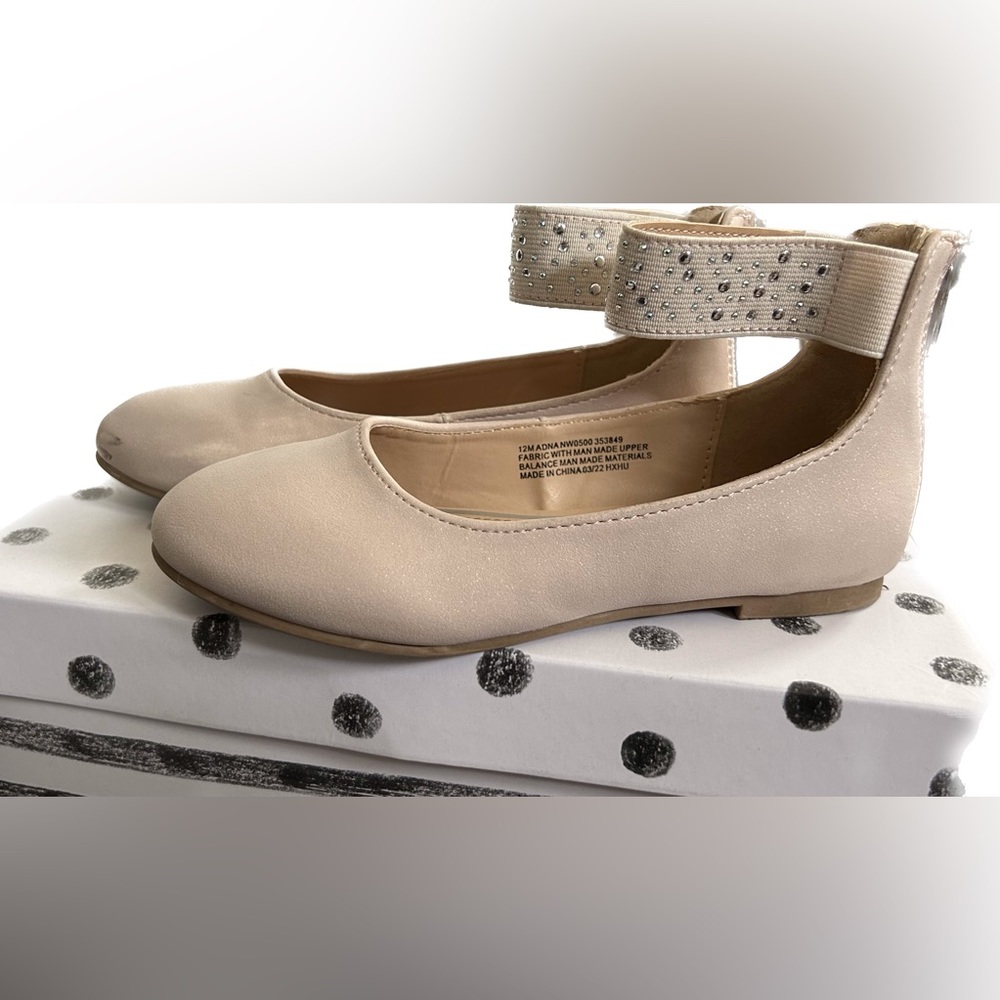 Little kids 12 nude/blush dress shoes with ankle strap
